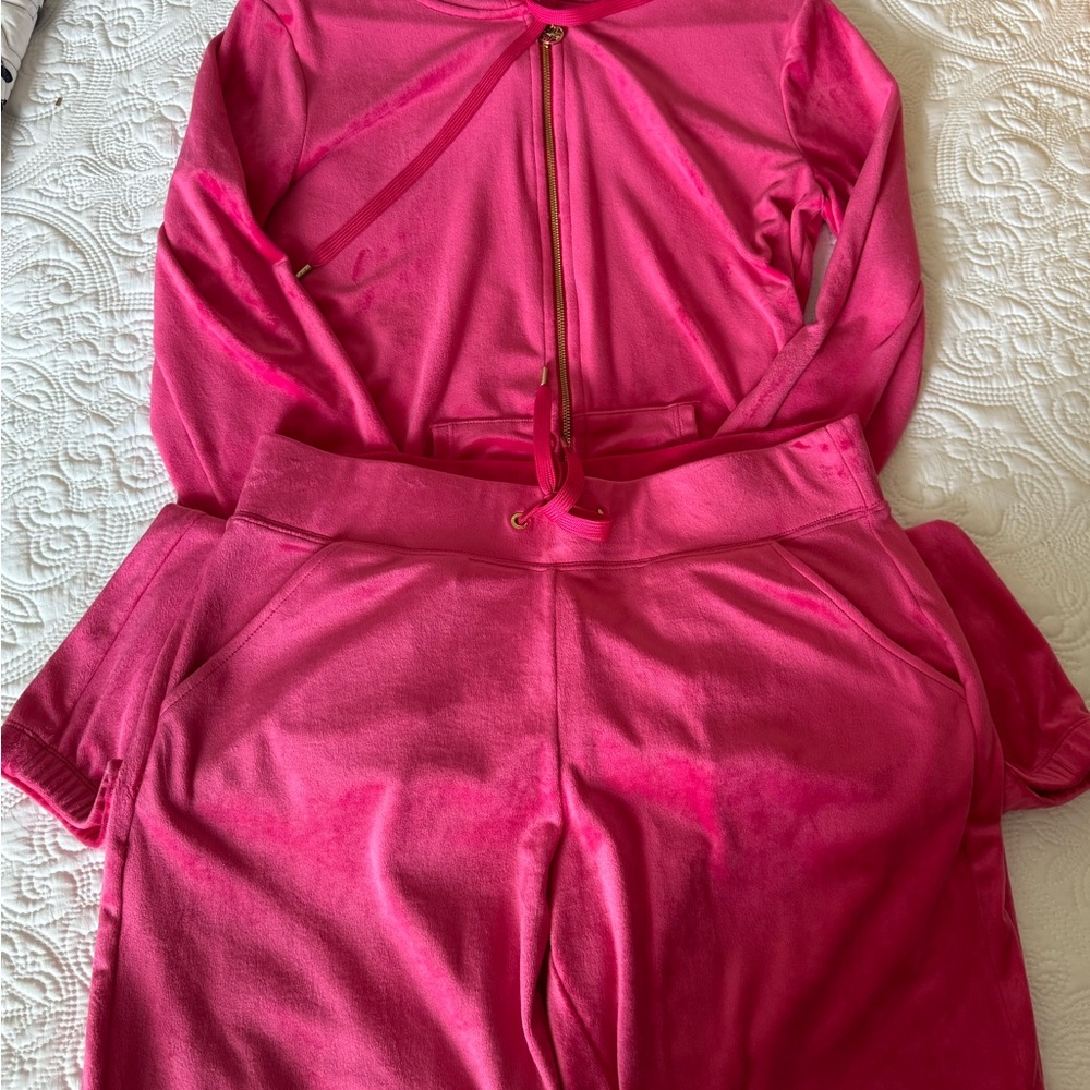 Lilly Pulitzer Fuchsia Hoodie with Gold Accents